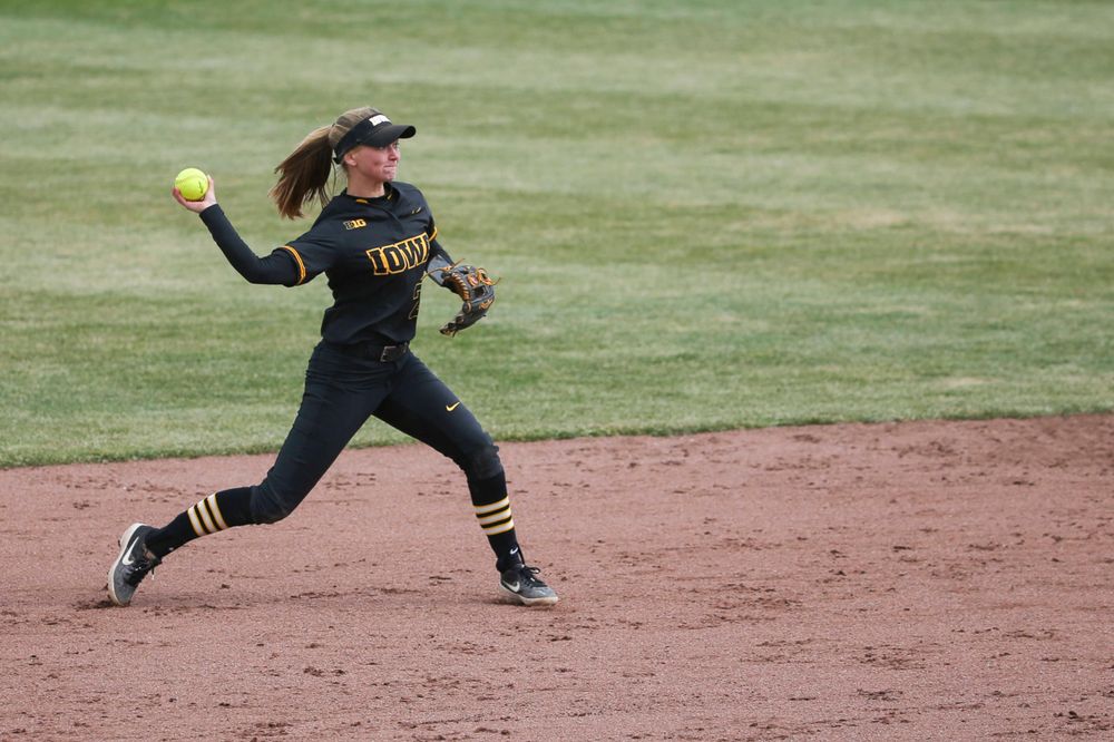 Iowa's Aralee Bogar (2) at game 2 vs Northwestern on Saturday, March 30, 2019 at Bob Pearl Field. (Lily Smith/hawkeyesports.com)