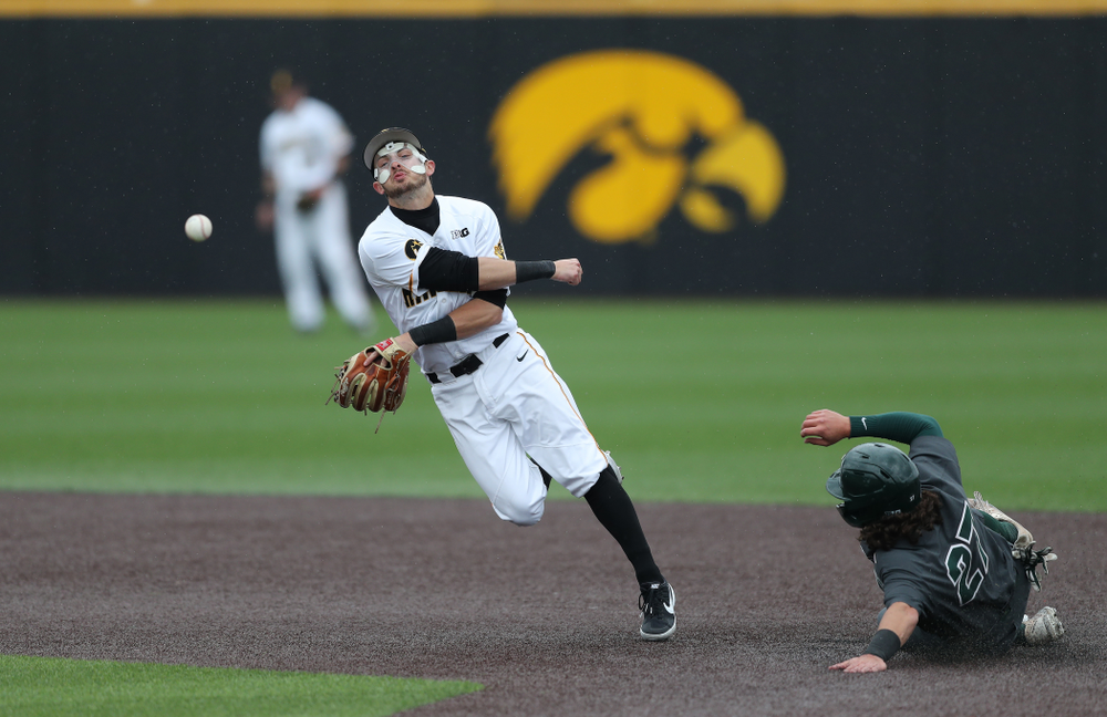 Iowa Hawkeyes infielder Mitchell Boe (4) against Michigan State Sunday, May 12, 2019 at Duane Banks Field. (Brian Ray/hawkeyesports.com)