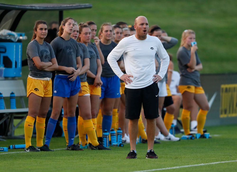 Iowa Hawkeyes assistant coach Rade Tanaskovic against the Missouri Tigers Friday, August 17, 2018 at the Iowa Soccer Complex. (Brian Ray/hawkeyesports.com)