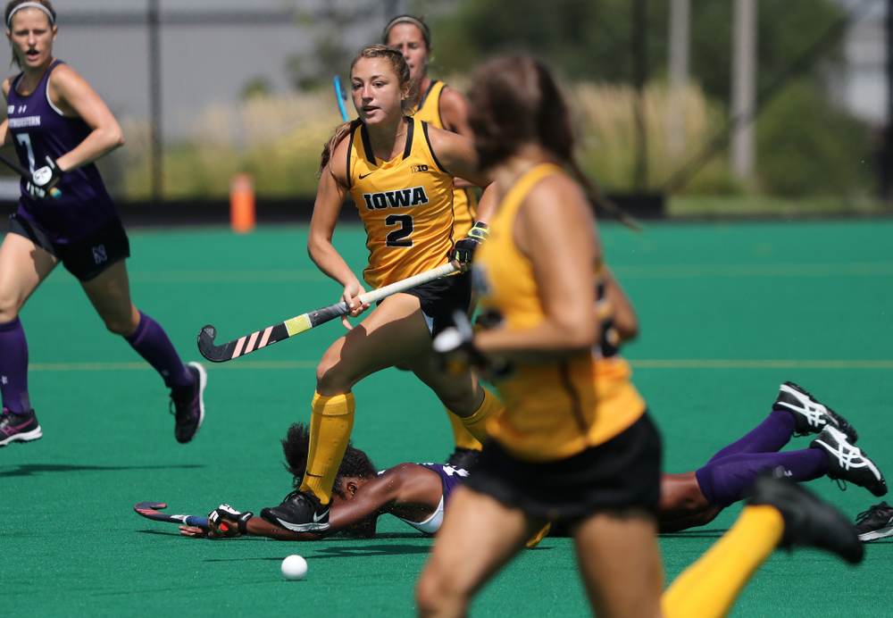 Iowa Hawkeyes defenseman Emily Deuell (2) during an exhibition game against Northwestern Saturday, August 24, 2019 at Grant Field. (Brian Ray/hawkeyesports.com)