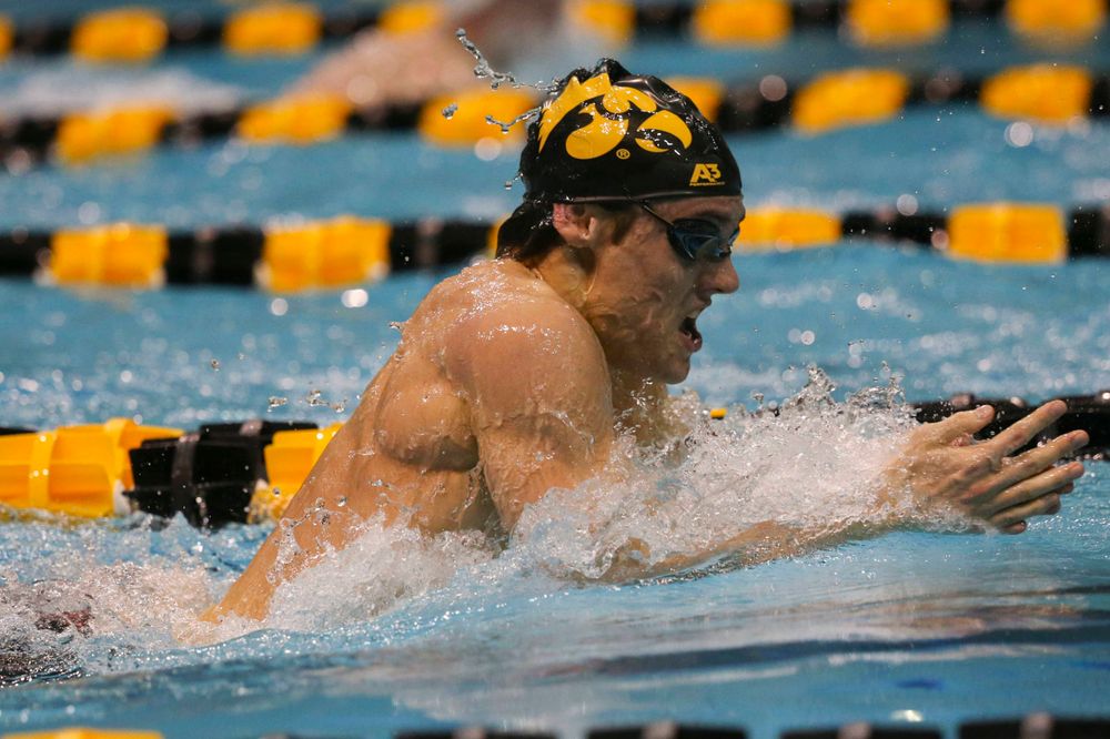 Iowa's Daniel Swanepoel at the 200-yard breaststroke race Saturday, March 2, 2019 at the Campus Recreation and Wellness Center. (Lily Smith/hawkeyesports.com)