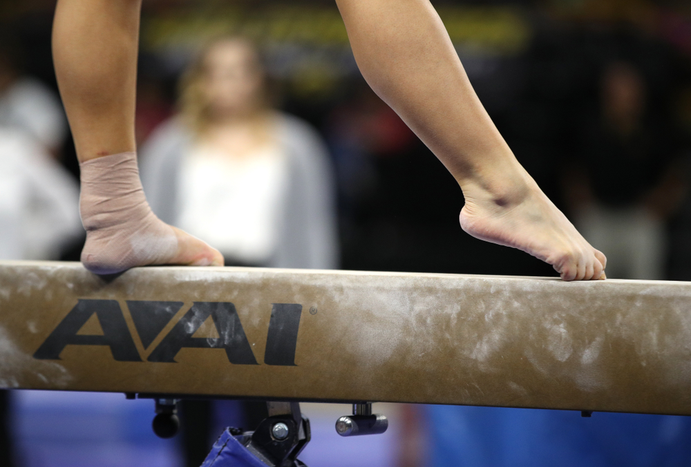 Iowa's Clair Kaji competes on the beam during their meet against Southeast Missouri State Friday, January 11, 2019 at Carver-Hawkeye Arena. (Brian Ray/hawkeyesports.com)