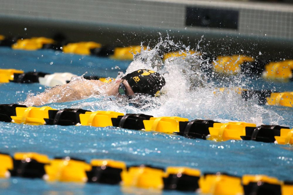 The Iowa A team competes in the 800-yard freestyle relay at the 2019 Big Ten Swimming and Diving meet Wednesday, February 27, 2019 at the Campus Wellness and Recreation Center. (Lily Smith/hawkeyesports.com)