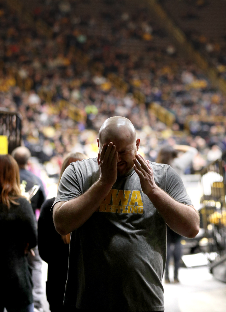 Iowa's Sam Stoll wrestles Indiana's Fletcher Miller at heavyweight Friday, February 15, 2019 at Carver-Hawkeye Arena. (Brian Ray/hawkeyesports.com)