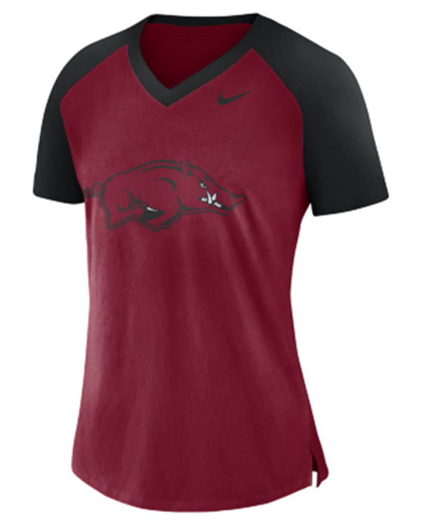 Arkansas Razorbacks Nike Women S V Neck Raglan Shirt Arkansas