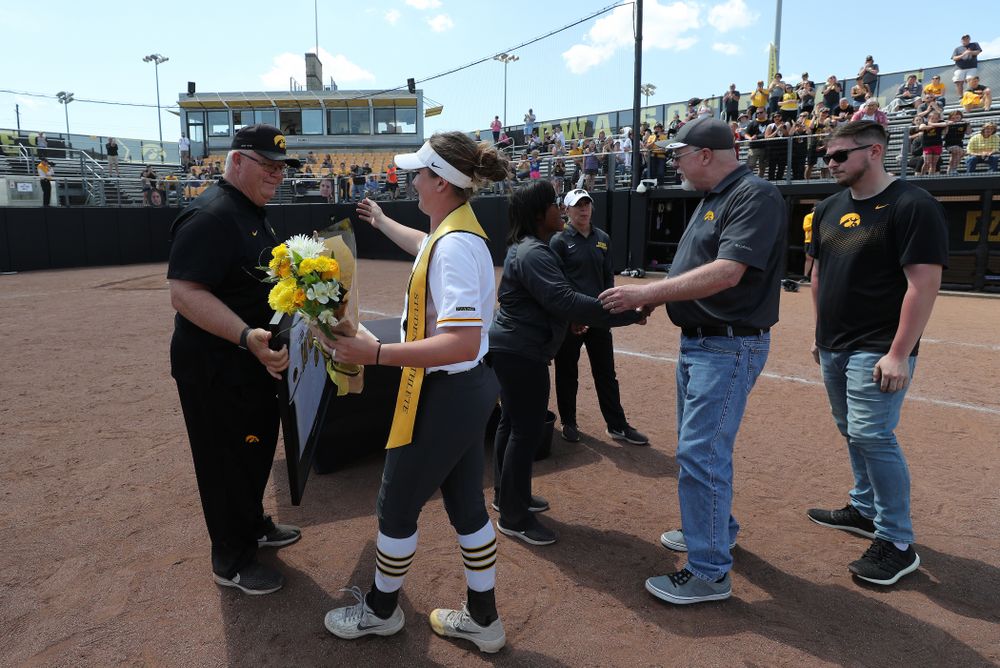 Iowa Hawkeyes Erin Riding (6) during senior day festivities following their game against the Ohio State Buckeyes Sunday, May 5, 2019 at Pearl Field. (Brian Ray/hawkeyesports.com)ic