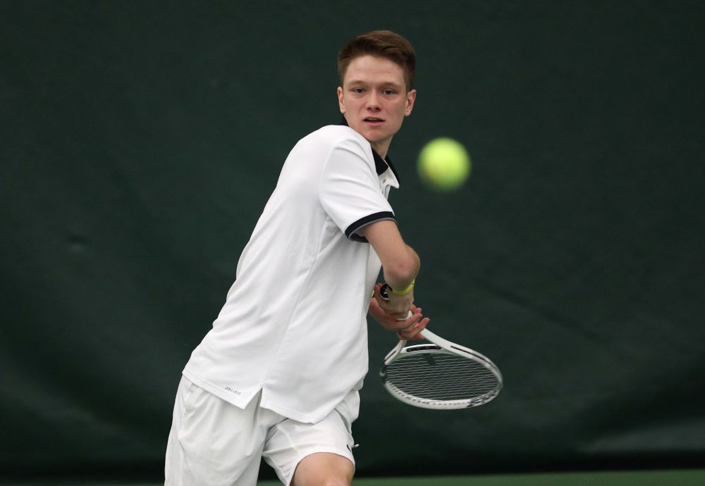 Iowa's Jason Kerst against North Dakota Friday, January 25, 2019 at the Hawkeye Tennis and Recreation Complex. (Brian Ray/hawkeyesports.com)