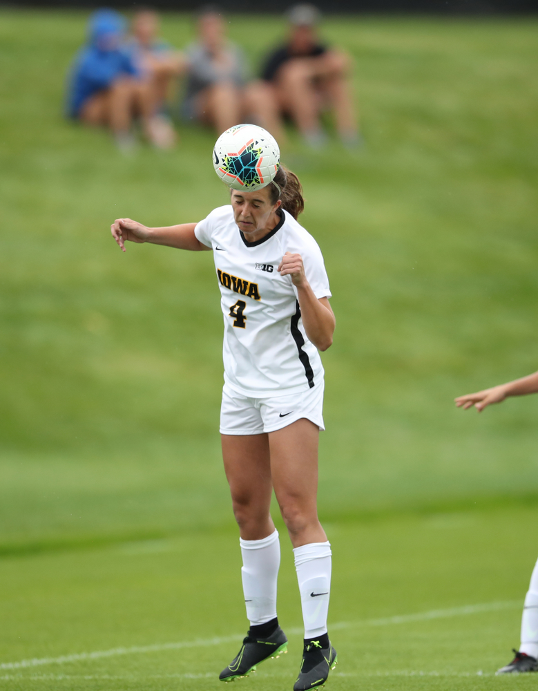 Iowa Hawkeyes forward Kaleigh Haus (4) during a 6-1 win over Northern Iowa Sunday, August 25, 2019 at the Iowa Soccer Complex. (Brian Ray/hawkeyesports.com)