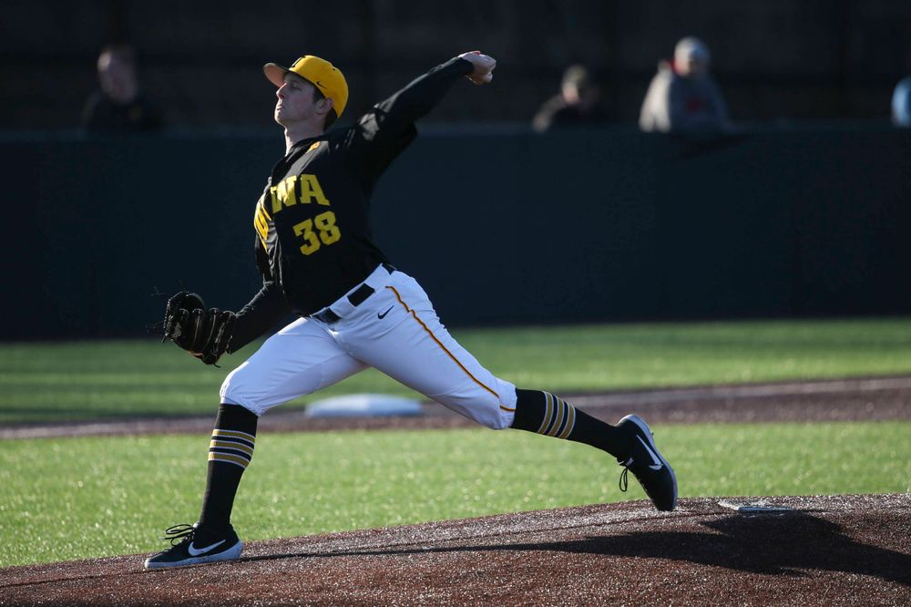 Iowa pitcher Trenton Wallace at the game vs. Bradley on Tuesday, March 26, 2019 at (place). (Lily Smith/hawkeyesports.com)