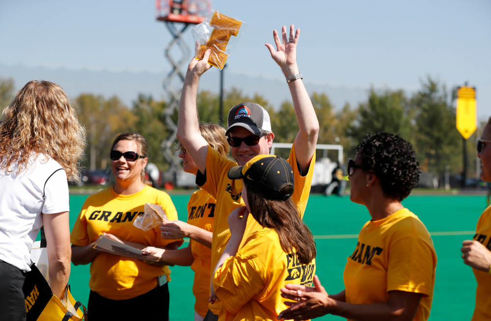Former field hockey players receive their varsity letters before the Iowa Hawkeyes game against Indiana Sunday, September 16, 2018 at Grant Field. (Brian Ray/hawkeyesports.com)