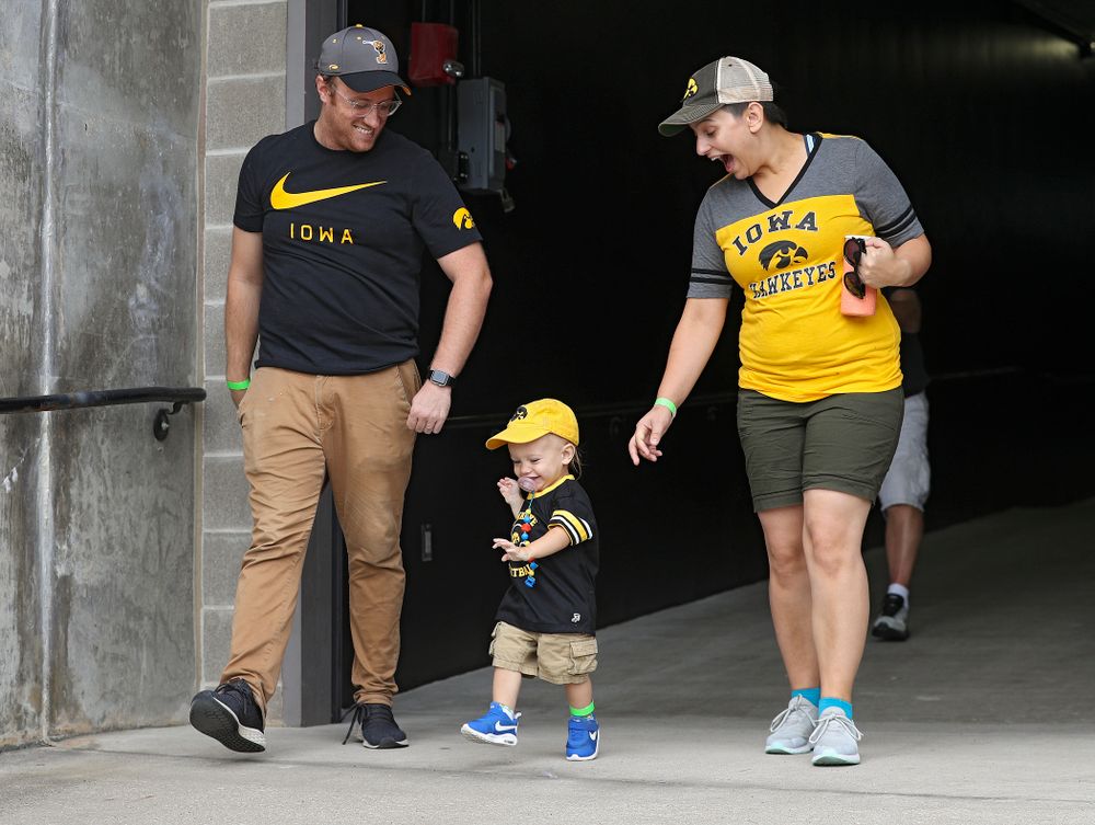 Junior Hawk Club members participate in the Swarm Experience during Kids Day at Kinnick Stadium in Iowa City on Saturday, Aug 10, 2019. (Stephen Mally/hawkeyesports.com)