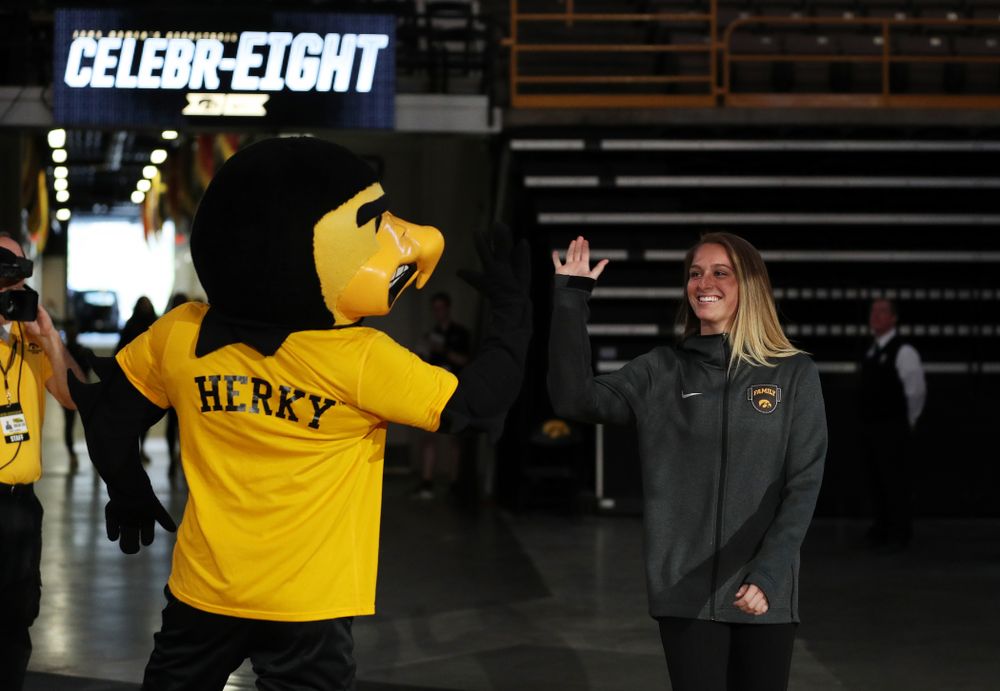Iowa Hawkeyes guard Makenzie Meyer (3) during the teamÕs Celebr-Eight event Wednesday, April 24, 2019 at Carver-Hawkeye Arena. (Brian Ray/hawkeyesports.com)