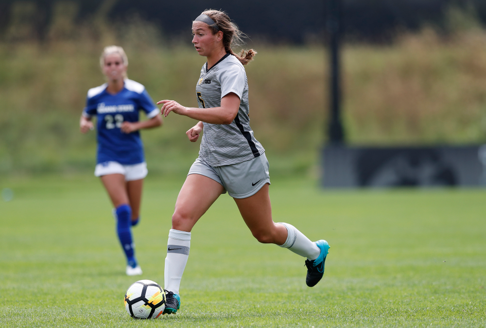 Iowa Hawkeyes Riley Whitaker (5) against Indiana State Sunday, August 26, 2018 at the Iowa Soccer Complex. (Brian Ray/hawkeyesports.com)