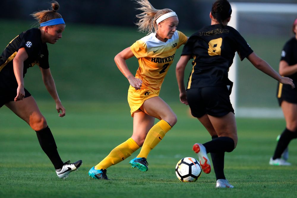 Iowa Hawkeyes Hailey Rydberg (2) against the Missouri Tigers Friday, August 17, 2018 at the Iowa Soccer Complex. (Brian Ray/hawkeyesports.com)