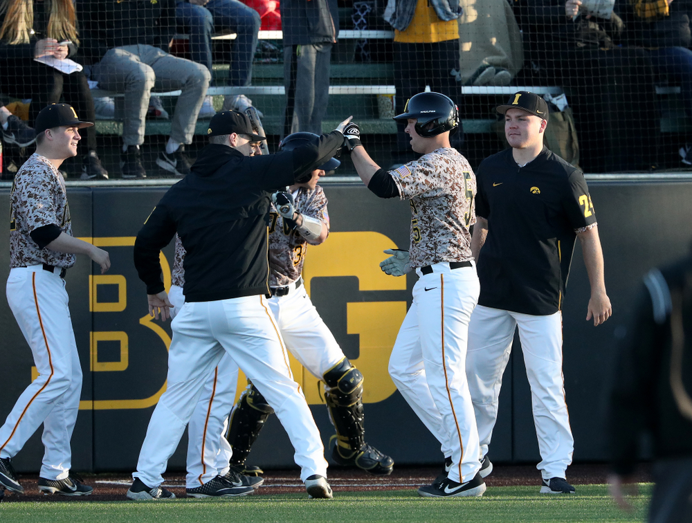 Iowa Hawkeyes Zeb Adreon (5) against the Nebraska Cornhuskers on Military Appreciation Night Friday, April 19, 2019 at Duane Banks Field. (Brian Ray/hawkeyesports.com)