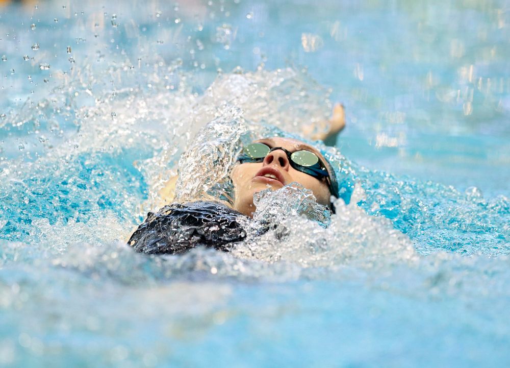 Iowa’s Georgia Clark swims the women’s 400 yard individual medley preliminary event during the 2020 Women’s Big Ten Swimming and Diving Championships at the Campus Recreation and Wellness Center in Iowa City on Friday, February 21, 2020. (Stephen Mally/hawkeyesports.com)