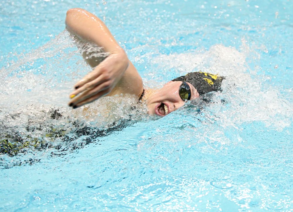 Iowa’s Allyssa Fluit swims the women’s 200 yard freestyle final event during the 2020 Women’s Big Ten Swimming and Diving Championships at the Campus Recreation and Wellness Center in Iowa City on Friday, February 21, 2020. (Stephen Mally/hawkeyesports.com)