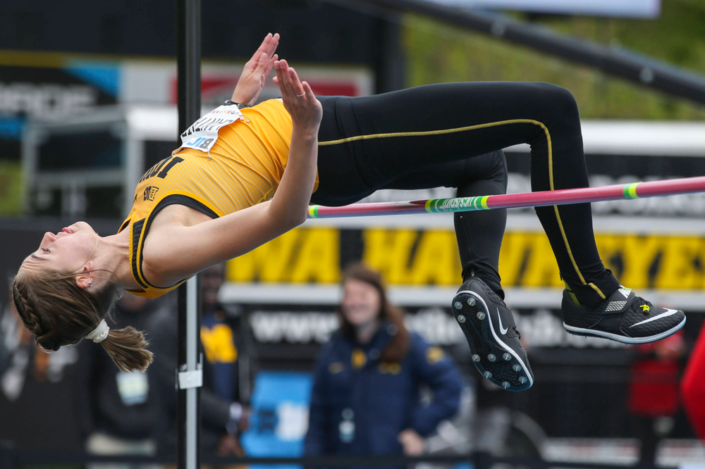 Iowa's Aubrianna Lantrip during women's high jump at Big Ten Outdoor Track and Field Championships at Francis X. Cretzmeyer Track on Sunday, May 12, 2019. (Lily Smith/hawkeyesports.com)