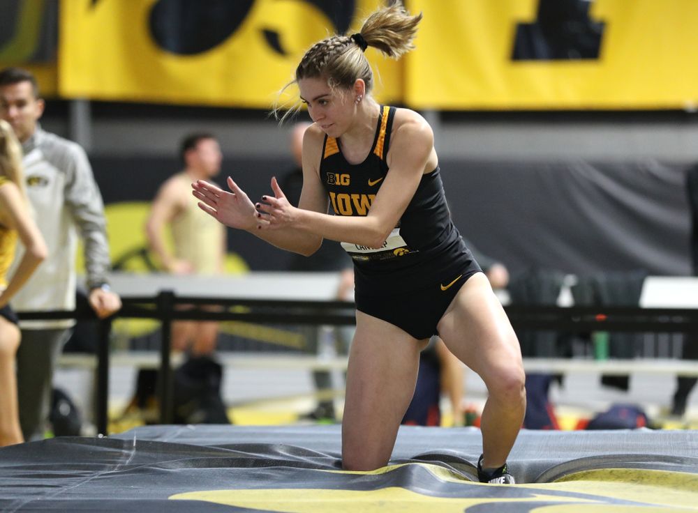 Iowa's Aubrianna Lantrip competes in the high jump during the 2019 Larry Wieczorek Invitational Friday, January 18, 2019 at the Hawkeye Tennis and Recreation Center. (Brian Ray/hawkeyesports.com)
