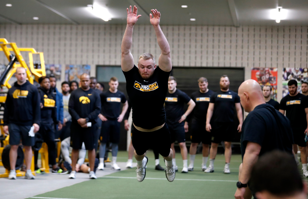 Iowa Hawkeyes linebacker Kevin Ward (26) during the team's annual pro day Monday, March 26, 2018 at the Hansen Football Performance Center. (Brian Ray/hawkeyesports.com)
