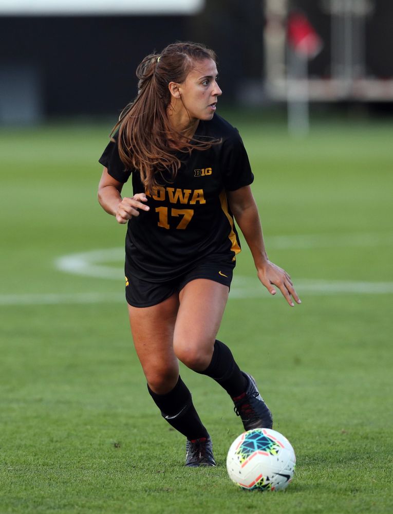 Iowa Hawkeyes defender Hannah Drkulec (17) during a 2-1 victory over the Iowa State Cyclones Thursday, August 29, 2019 in the Iowa Corn Cy-Hawk series at the Iowa Soccer Complex. (Brian Ray/hawkeyesports.com)