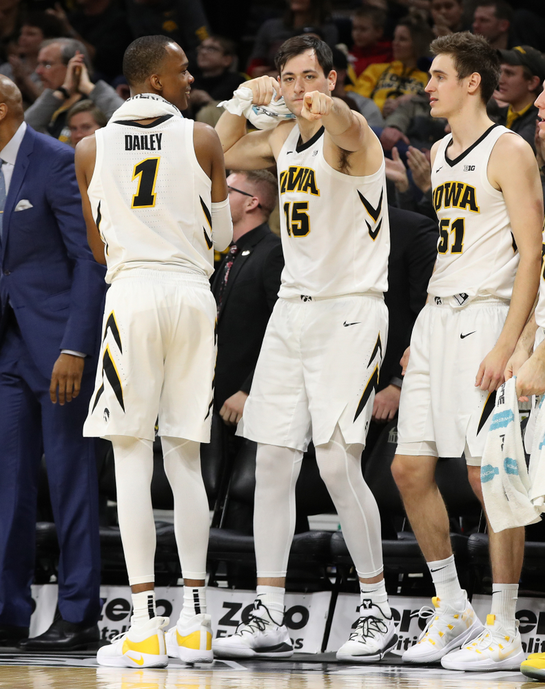 Iowa Hawkeyes forward Ryan Kriener (15) against the Ohio State Buckeyes Saturday, January 12, 2019 at Carver-Hawkeye Arena. (Brian Ray/hawkeyesports.com)