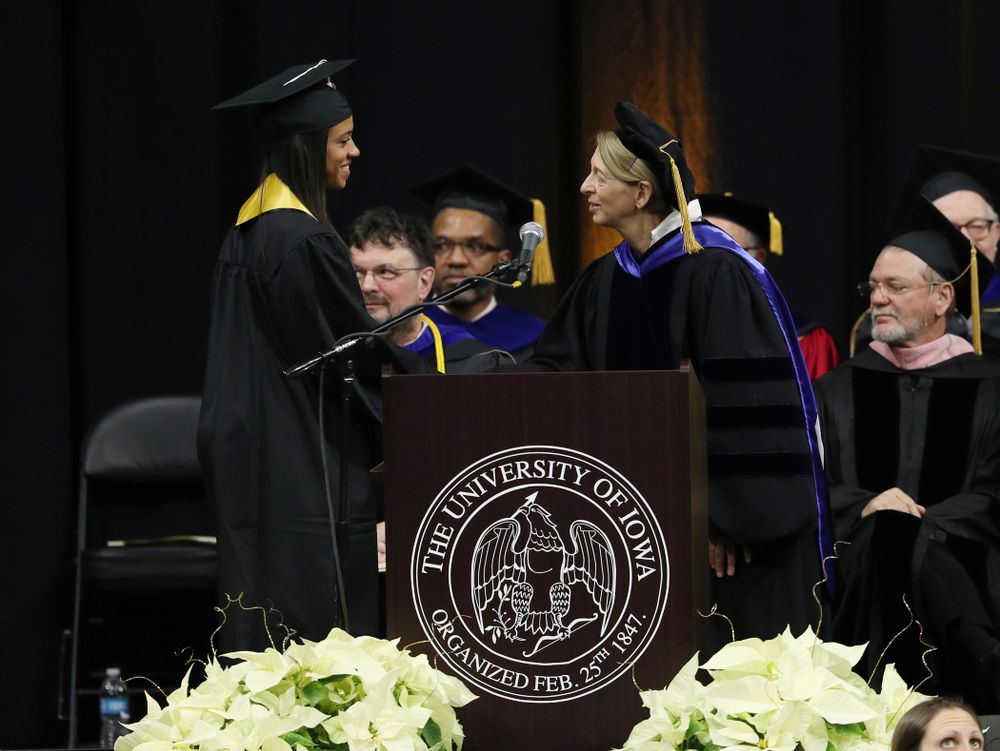 Iowa Track's Alexis Gay during the Fall Commencement Ceremony Saturday, December 15, 2018 at Carver-Hawkeye Arena. (Brian Ray/hawkeyesports.com)