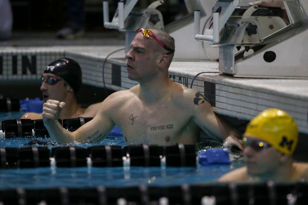 Iowa's Tanner Nelson at the 200-yard breaststroke race Saturday, March 2, 2019 at the Campus Recreation and Wellness Center. (Lily Smith/hawkeyesports.com)