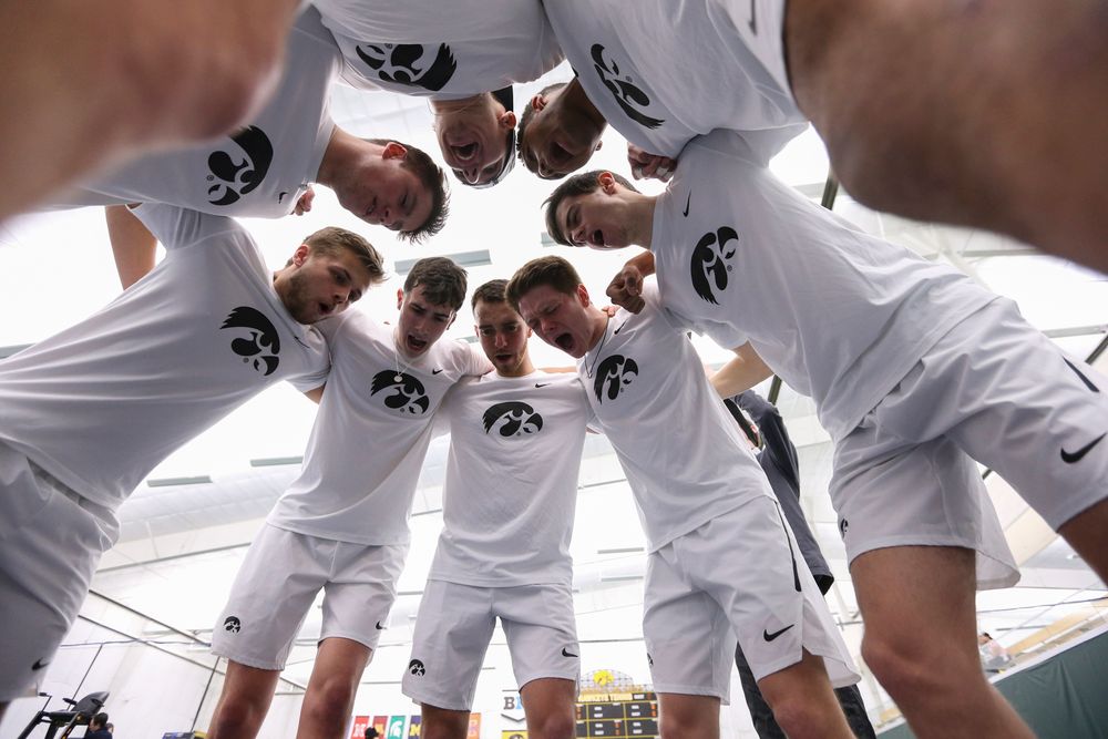 The Iowa men’s tennis team gears up for the tennis meet vs Nebraska on Sunday, March 1, 2020 at the Hawkeye Tennis and Recreation Complex. (Lily Smith/hawkeyesports.com)