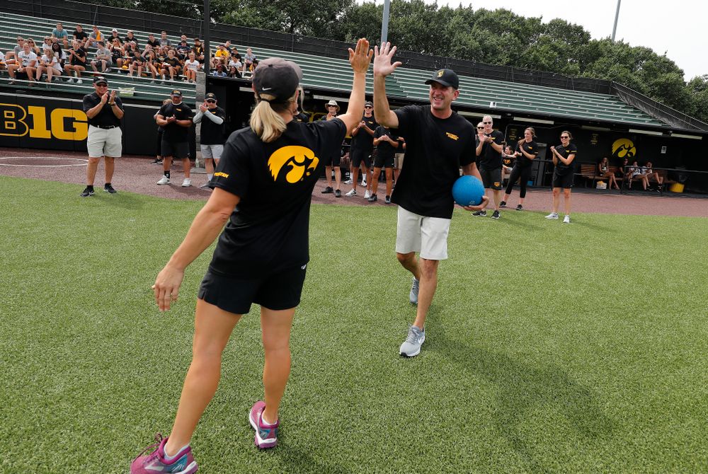 Head Baseball Coach Rick Heller during the Iowa Student Athlete Kickoff Kickball game Sunday, August 19, 2018 at Duane Banks Field. (Brian Ray/hawkeyesports.com)