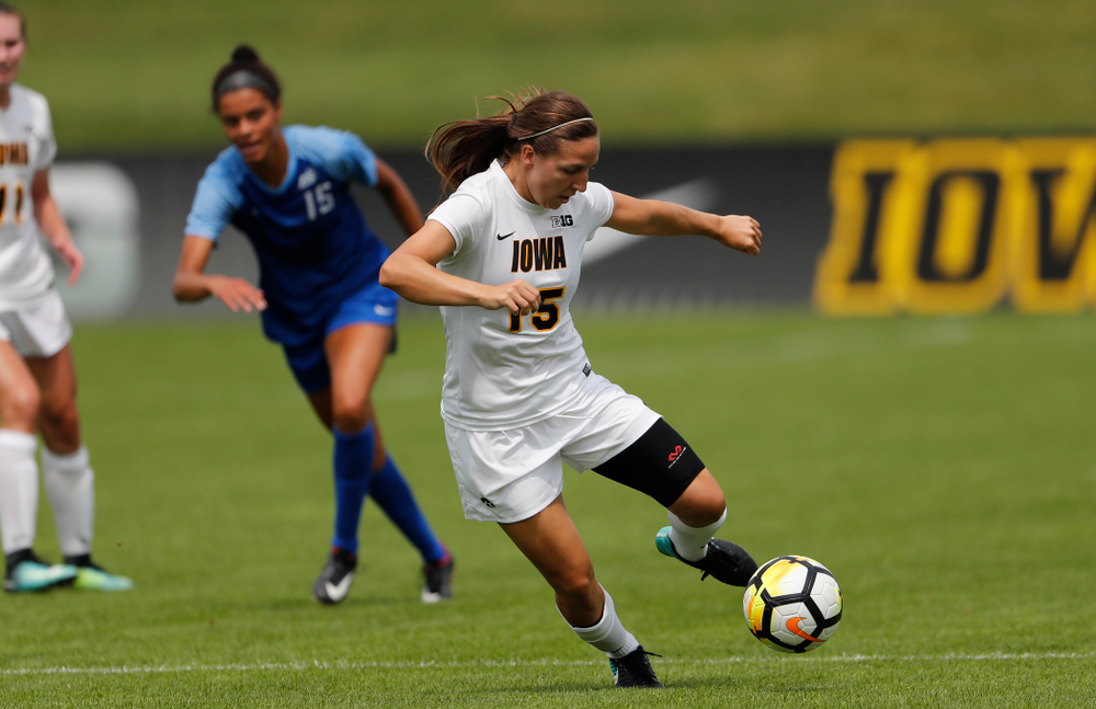 Iowa Hawkeyes Rose Ripslinger (15) against the Creighton Bluejays Sunday, August 19, 2018 at the Iowa Soccer Complex. (Brian Ray/hawkeyesports.com)
