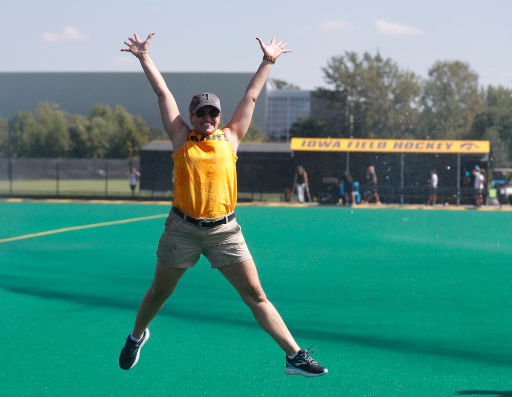 Former stand out Iowa Field Hockey teams are introduced as part of an alumni reunion during halftime of the Iowa Hawkeyes game against Indiana Sunday, September 16, 2018 at Grant Field. (Brian Ray/hawkeyesports.com)