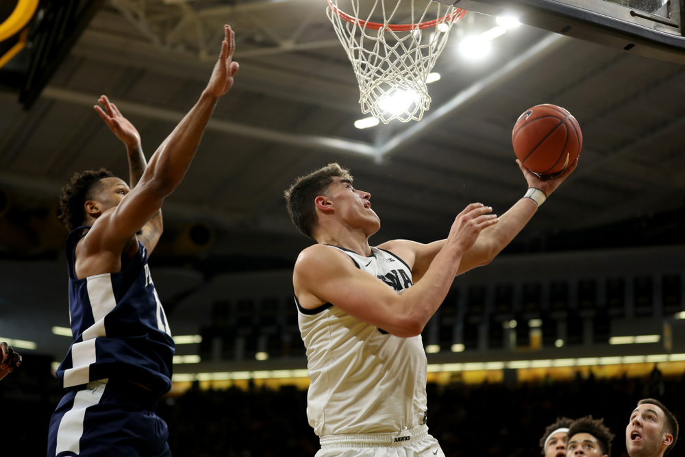 Iowa Hawkeyes forward Luka Garza (55) against Penn State Saturday, February 29, 2020 at Carver-Hawkeye Arena. (Brian Ray/hawkeyesports.com)