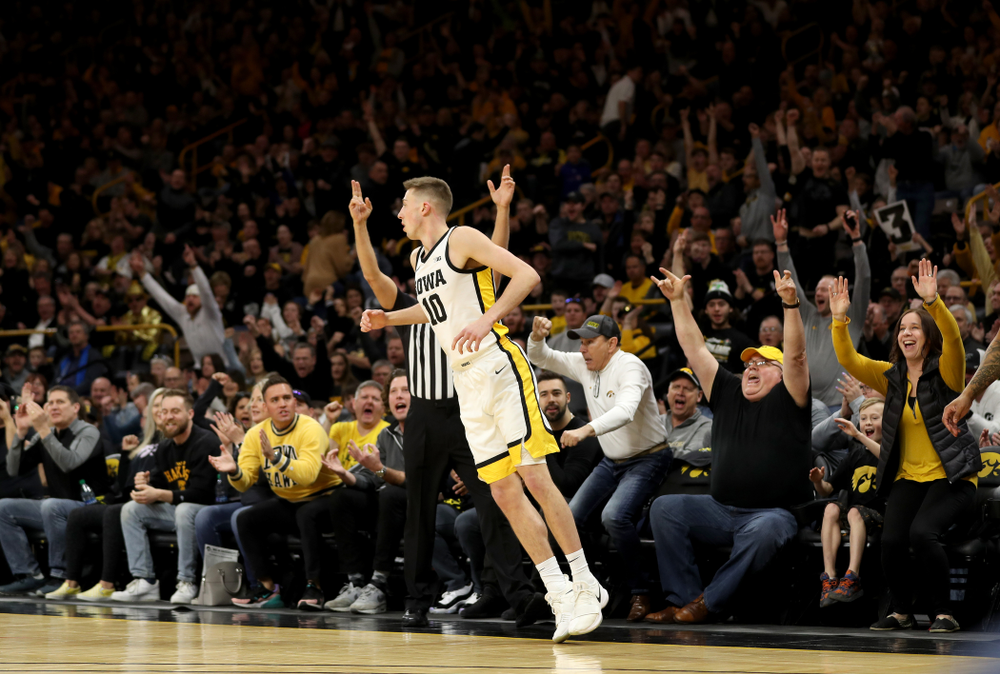 Iowa Hawkeyes guard Joe Wieskamp (10) against Penn State Saturday, February 29, 2020 at Carver-Hawkeye Arena. (Brian Ray/hawkeyesports.com)