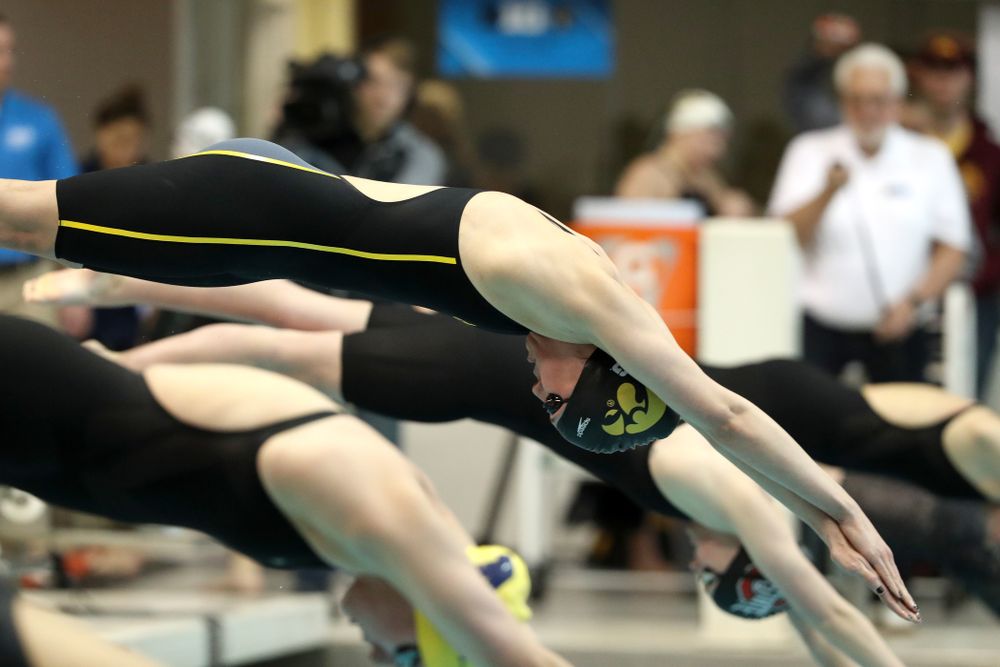 Iowa's Allyssa Fluit swims the 500-yard freestyle during the 2019 Women's Big Ten Swimming and Diving meet Thursday, February 21, 2019 in Bloomington, Indiana. (Brian Ray/hawkeyesports.com)