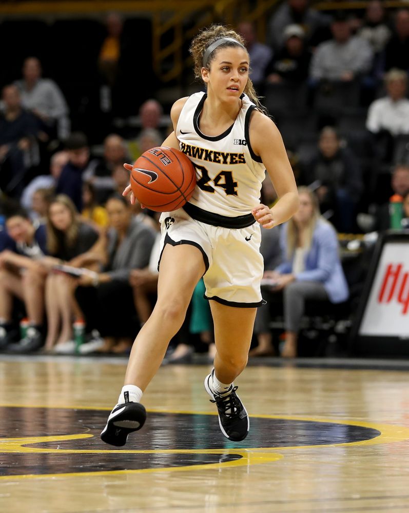 Iowa Hawkeyes guard Gabbie Marshall (24) against Penn State Saturday, February 22, 2020 at Carver-Hawkeye Arena. (Brian Ray/hawkeyesports.com)