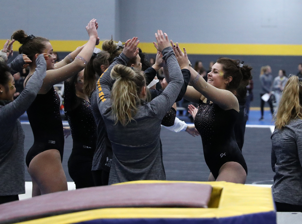 Erin Castle competes on the vault during the Black and Gold intrasquad meet Saturday, December 1, 2018 at the University of Iowa Field House. (Brian Ray/hawkeyesports.com)