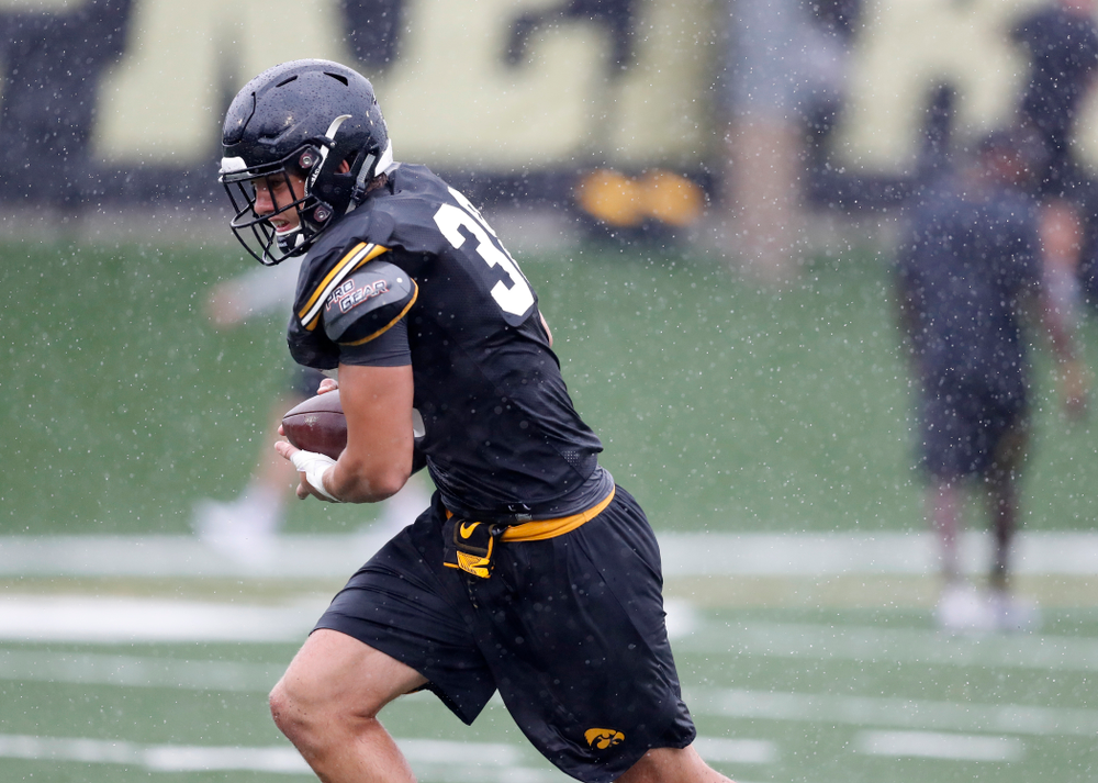 Iowa Hawkeyes tight end T.J. Hockenson (38) during camp practice No. 15 Monday, August 20, 2018 at the Hansen Football Performance Center. (Brian Ray/hawkeyesports.com)