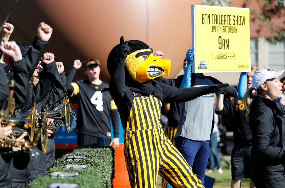 Herky The Hawk as the BTN Tailgate does a live show Saturday, September 22, 2018 at Hubbard Park on the University of Iowa Campus. (Brian Ray/hawkeyesports.com)