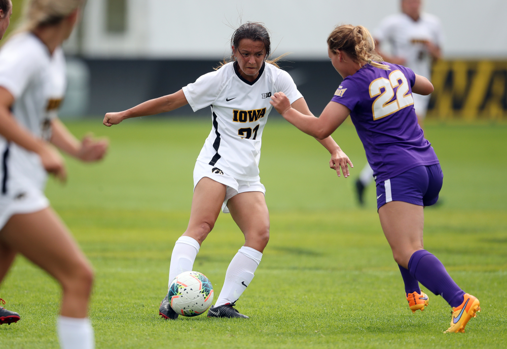 Iowa Hawkeyes forward Emma Tokuyama (21) during a 6-1 win over Northern Iowa Sunday, August 25, 2019 at the Iowa Soccer Complex. (Brian Ray/hawkeyesports.com)