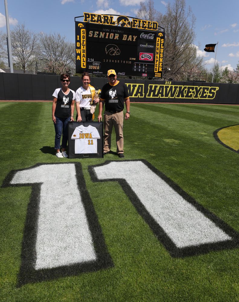 Iowa Hawkeyes Mallory Kilian (11) during senior day festivities following their game against the Ohio State Buckeyes Sunday, May 5, 2019 at Pearl Field. (Brian Ray/hawkeyesports.com)ic