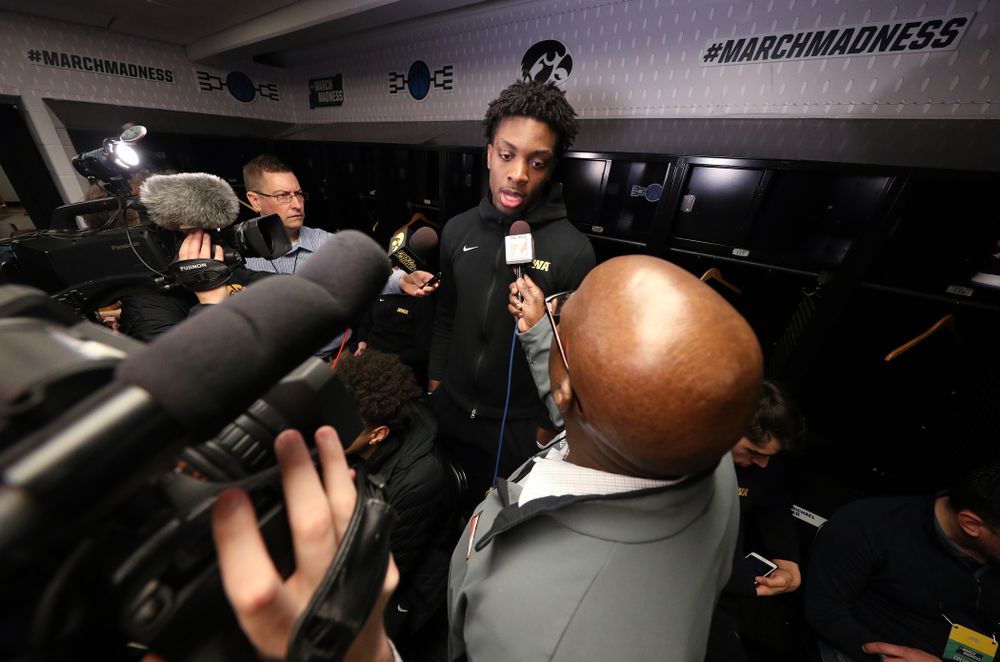 Iowa Hawkeyes forward Tyler Cook (25) during press availability and practice before the first round of the 2019 NCAA Men's Basketball Tournament Thursday, March 21, 2019 at Nationwide Arena in Columbus, Ohio. (Brian Ray/hawkeyesports.com)