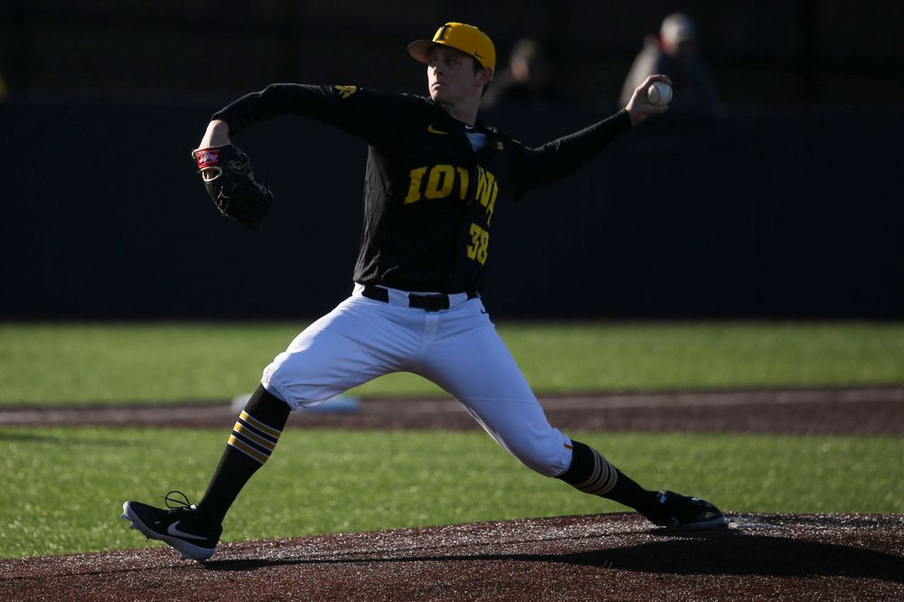 Iowa pitcher Trenton Wallace at the game vs. Bradley on Tuesday, March 26, 2019 at (place). (Lily Smith/hawkeyesports.com)