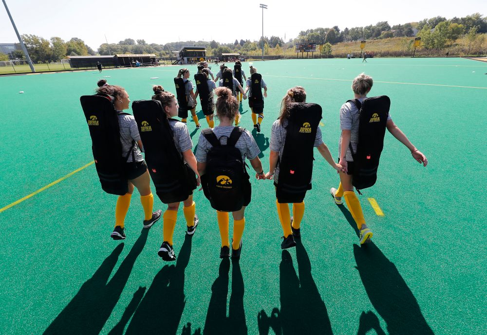 The Iowa Hawkeyes cross the line before their game against Indiana Sunday, September 16, 2018 at Grant Field. (Brian Ray/hawkeyesports.com)