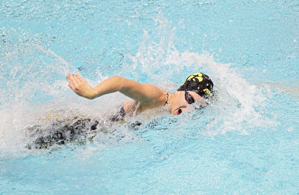 Iowa’s Meghan Hackett swims the women’s 50 yard freestyle preliminary event during the 2020 Women’s Big Ten Swimming and Diving Championships at the Campus Recreation and Wellness Center in Iowa City on Thursday, February 20, 2020. (Stephen Mally/hawkeyesports.com)