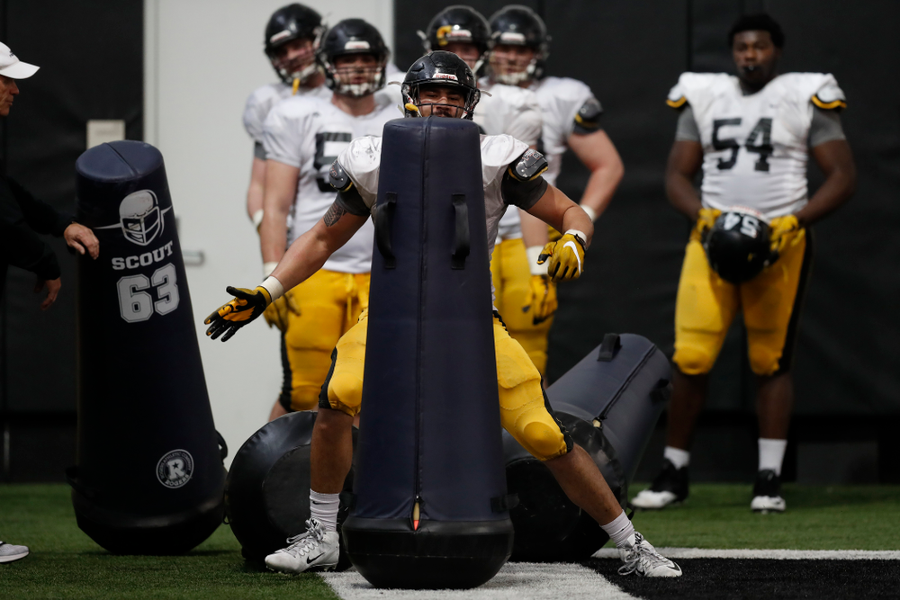 Iowa Hawkeyes defensive end A.J. Epenesa (94) during spring practice Wednesday, March 28, 2018 at the Hansen Football Performance Center. (Brian Ray/hawkeyesports.com)
