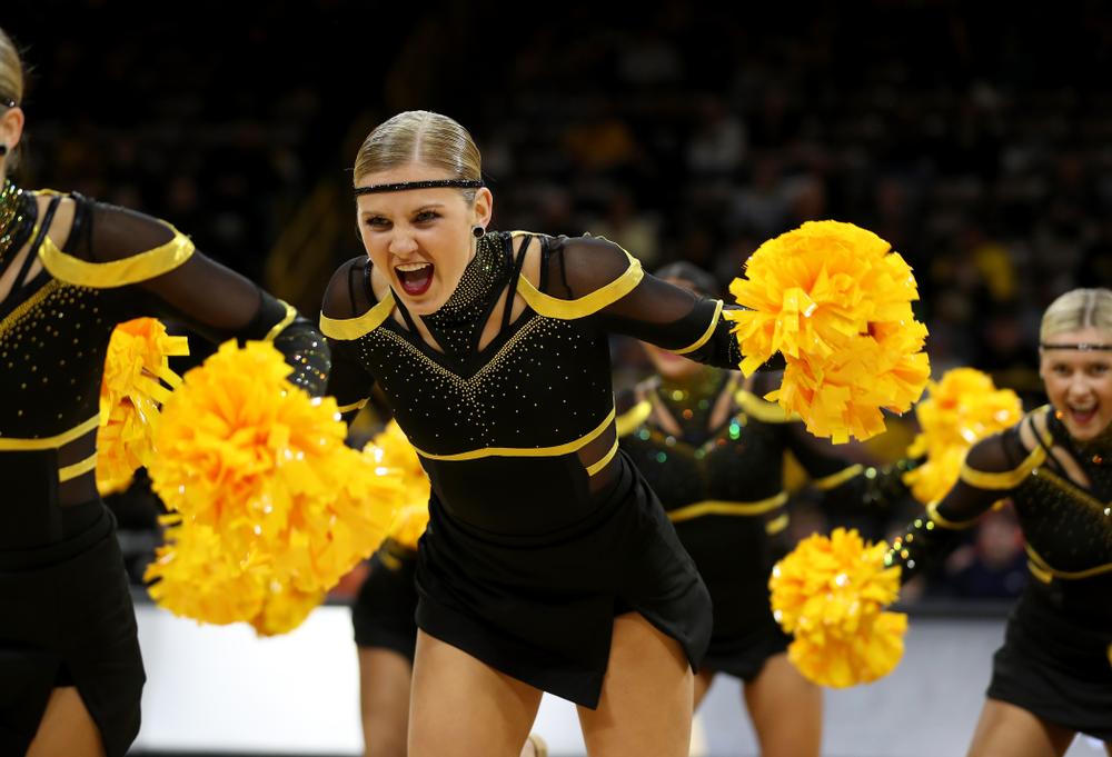 The Iowa Dance Team performs at halftime of the Iowa Hawkeyes game against the Maryland Terrapins Friday, January 10, 2020 at Carver-Hawkeye Arena. (Brian Ray/hawkeyesports.com)