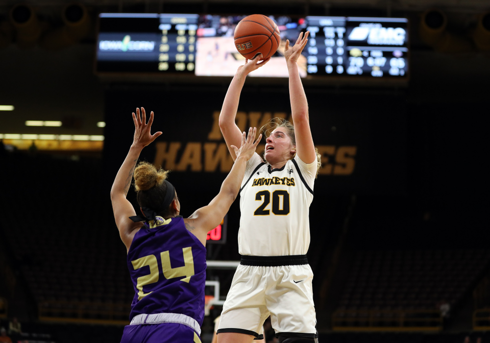 Iowa Hawkeyes guard Kate Martin (20) against North Alabama Thursday, November 14, 2019 at Carver-Hawkeye Arena. (Brian Ray/hawkeyesports.com)