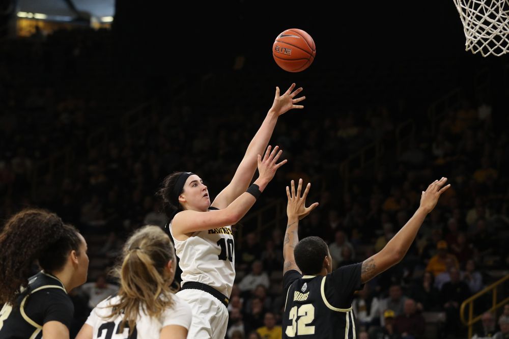 Iowa Hawkeyes forward Megan Gustafson (10) against the Purdue Boilermakers Sunday, January 27, 2019 at Carver-Hawkeye Arena. (Brian Ray/hawkeyesports.com)