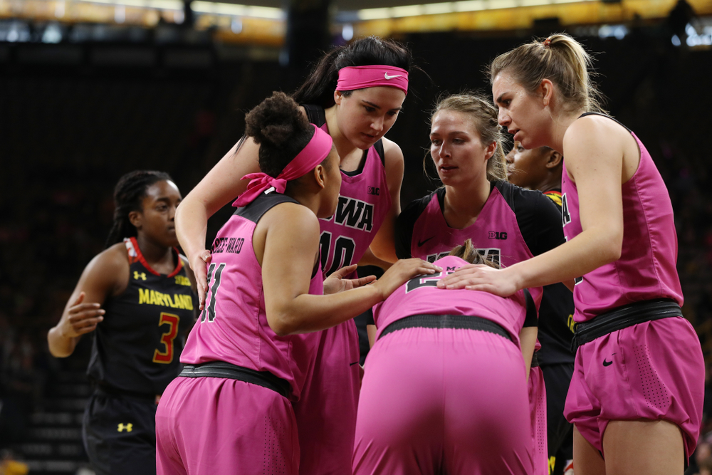 The Iowa Hawkeyes against the seventh ranked Maryland Terrapins Sunday, February 17, 2019 at Carver-Hawkeye Arena. (Brian Ray/hawkeyesports.com)